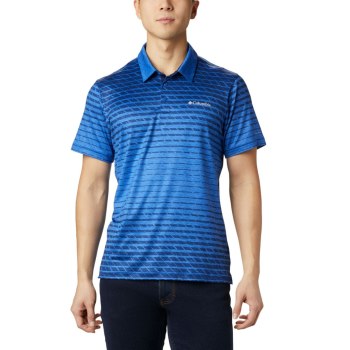 Columbia Polo Heren, Tech Trail Print Blauw, 79AWQPUYI